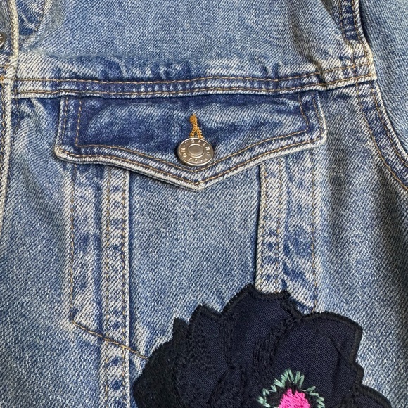 Embroidered Denim Jean Jacket US Size 4‎ Floral Boho - Picture 5 of 7
